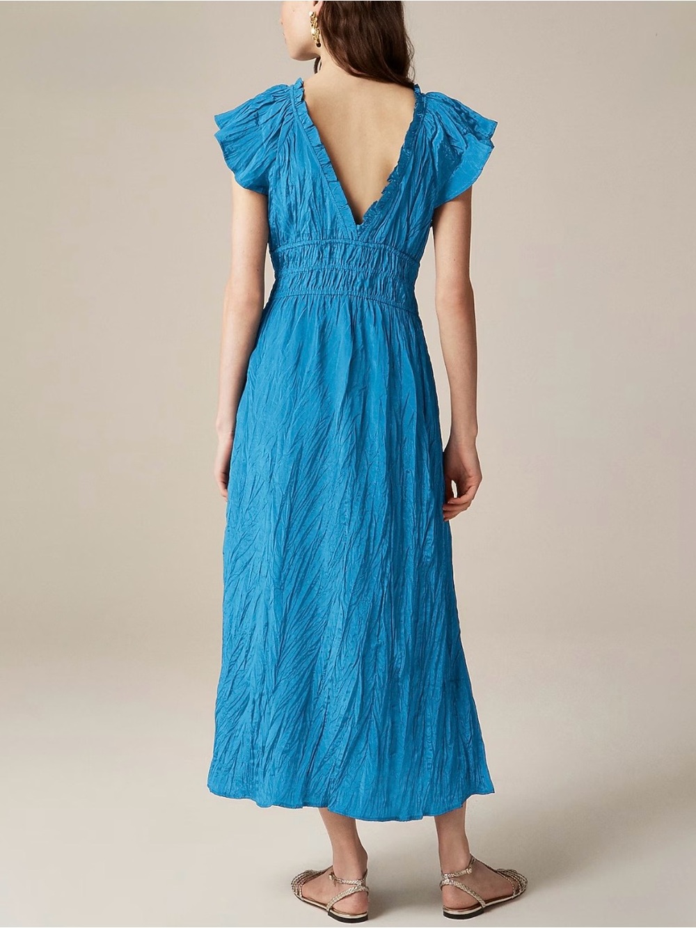 NWT! J. CREW Palermo dress in viscose-blend crinkle Nordic Sea Blue Small CK800 - Picture 14 of 15